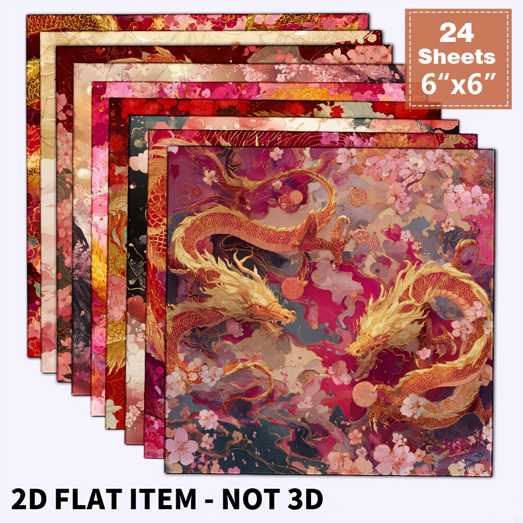 TEMU 24 Sheets 6x6 Inches National Trend Cherry Scrapbook Paper, Premium Origami Decorative Paper For Craft Creation