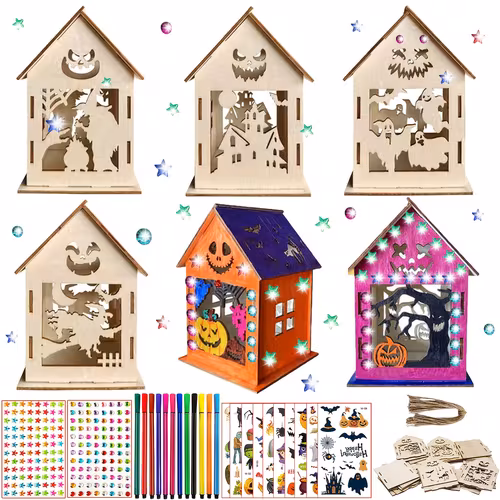 Haunted House Craft Kit 6pcs Wooden Hanging