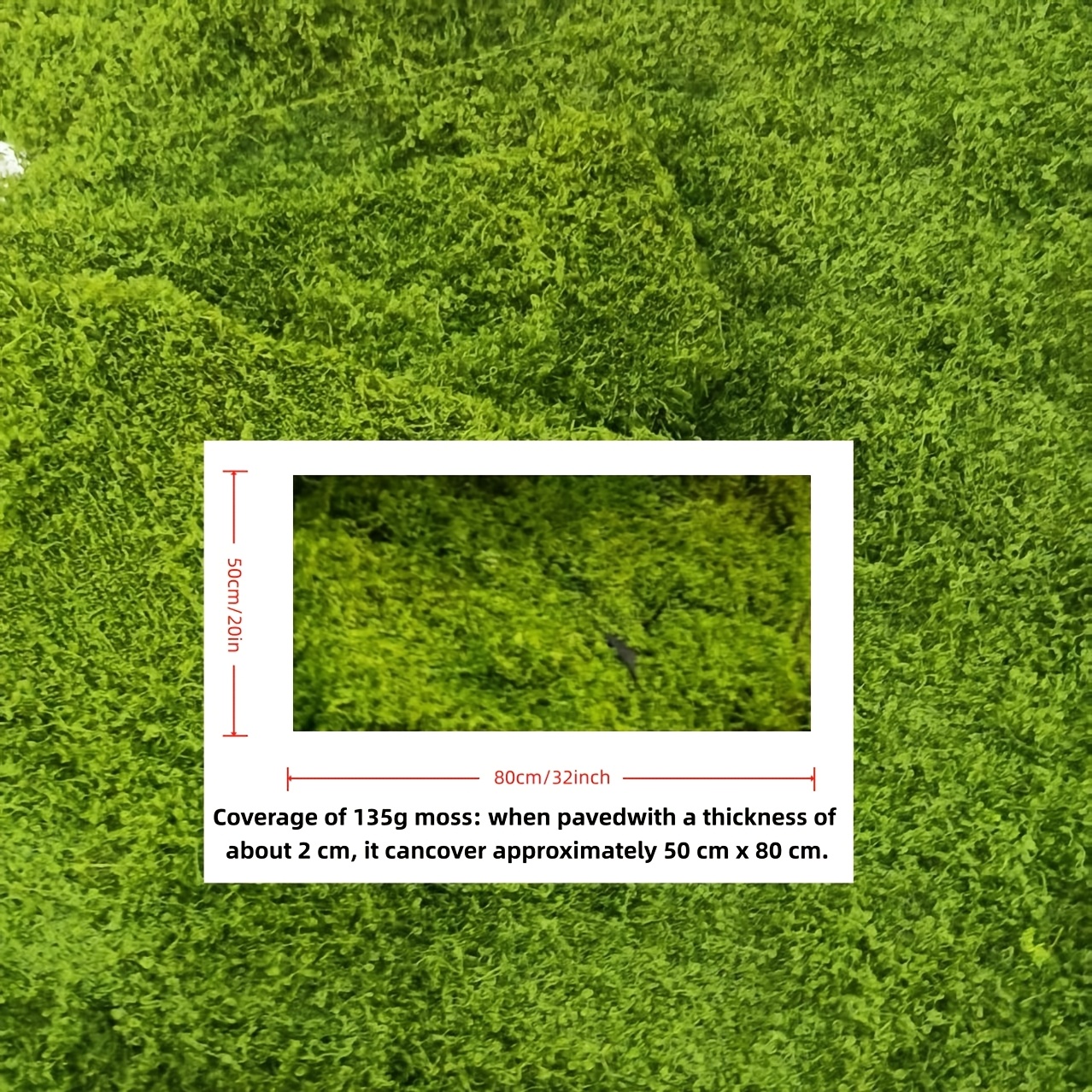 TEMU Outdoor Moss Artificial Green Plant 135g Layable 20in/30in, Large Faux Moss For Garden Planters And Scenery, Aquarium Decoration, Indoor/outdoor