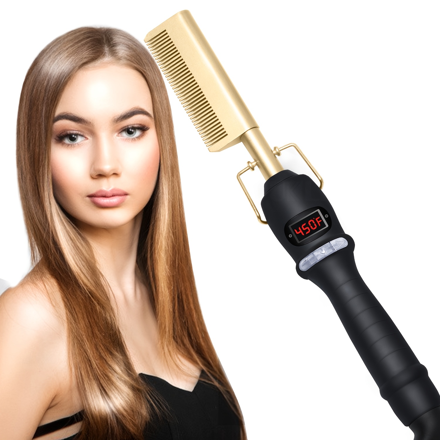 Image of Ukliss Professional Hot Comb For Wigs Human Hair With 12 Settings & Fast - 450°f Straightening Pressing Comb For Black Hair, Suitable For Wig & Hair Styling ()
