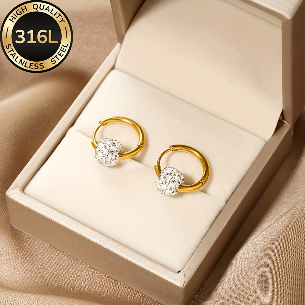 E-shop Hochwertige Edelstahl Hypoallergene Goldene Creolen, -Verblassen, Einfach Elegant, Modische Damenohrringe für den oder Partys,