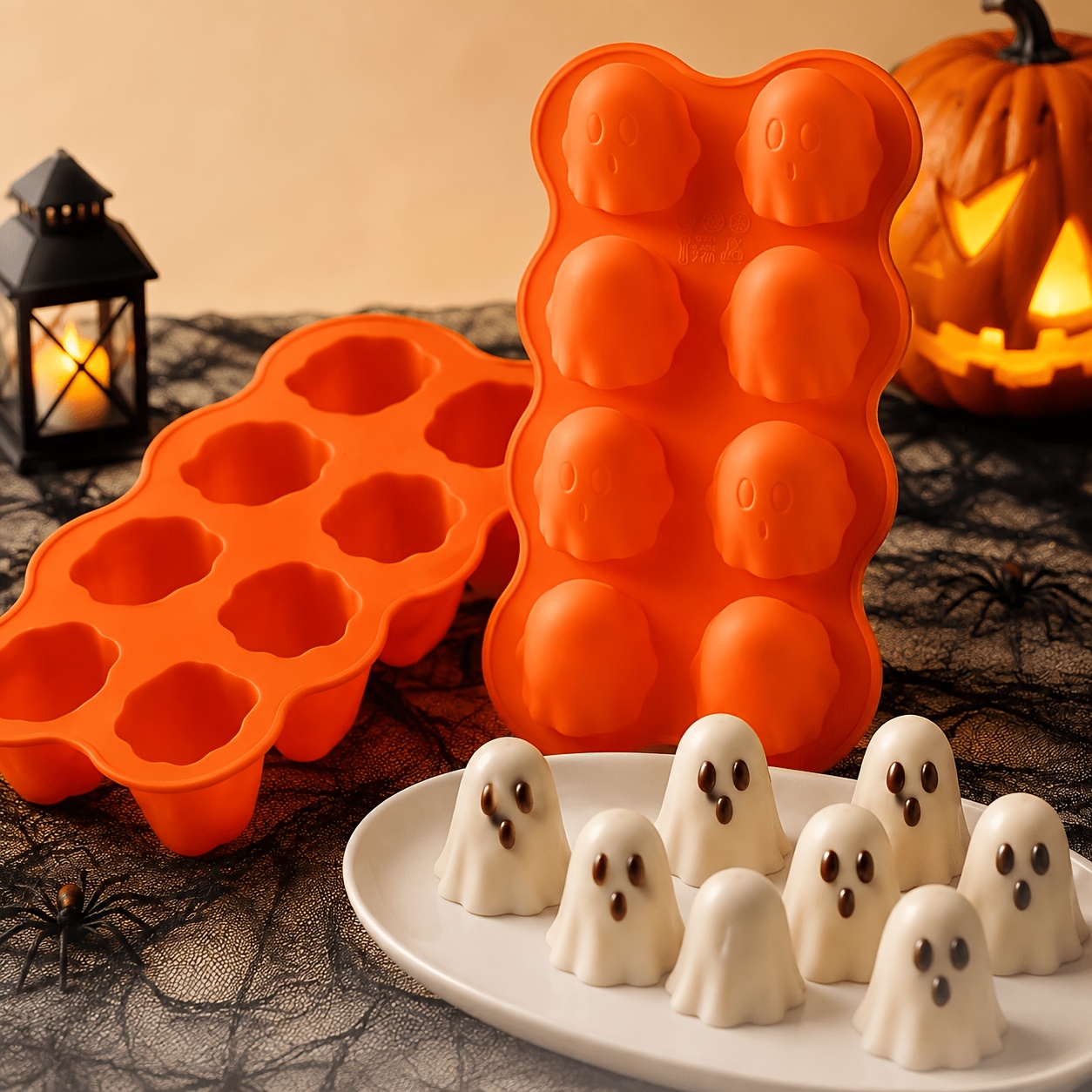 TEMU 8-cavity -shaped Food Grade Silicone Mold, Halloween Themed Chocolate, Candy, Cube Of Ice, Soap & Aromatherapy Candle Making Mold, Party Dessert