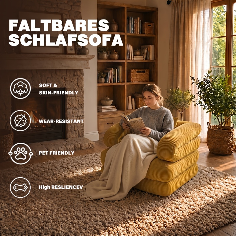 Modern Minimalist Folding Sofa Bed, Convertible Sleeper Chair for Adults, Folding Sofa Bed Couch with Pillow, Sleeper Chairs Single Size Floor Mattress