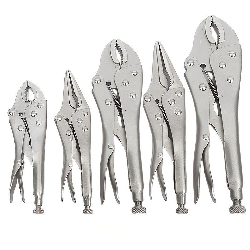 

5pcs Locking Pliers Set, Pliers Tool Set, Vice Grips With - Steel, 5/7/10 Inch Curved Jaw Pliers, 6.5/9 Inch Long Nose Pliers