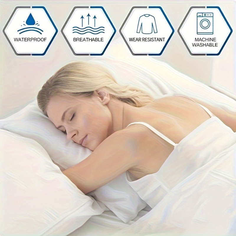 solid color pillowcase full towel cloth waterproof and stain proof pillow protector details 0