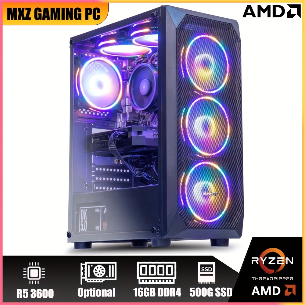 mxz gaming pc computer r5 3600 ddr4 nvme 6rgb fans - Temu