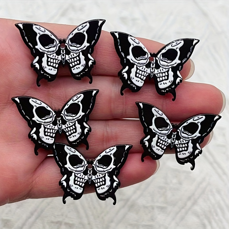 

5pcs Halloween Charms, Creative Acrylic Skull Pendant Jewelry Findings For Necklace Diy Making