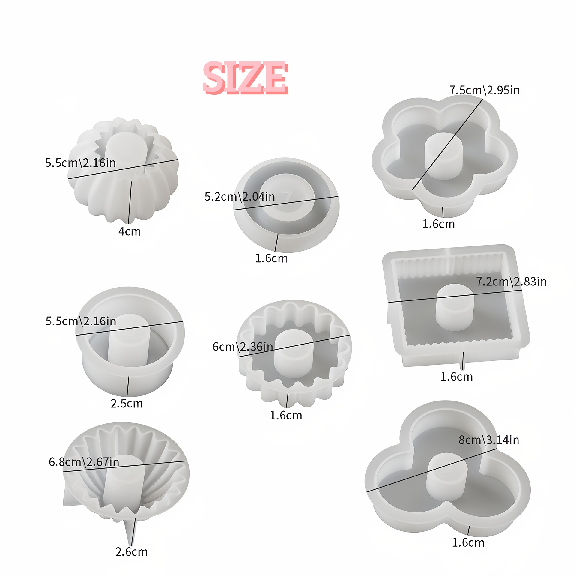 TEMU Kit de Fabrication de Bougies Empilables 8 pièces, Moule à Résine et Plâtre, Moules en Silicone Géométriques pour Décoration Maison, Idéal pour