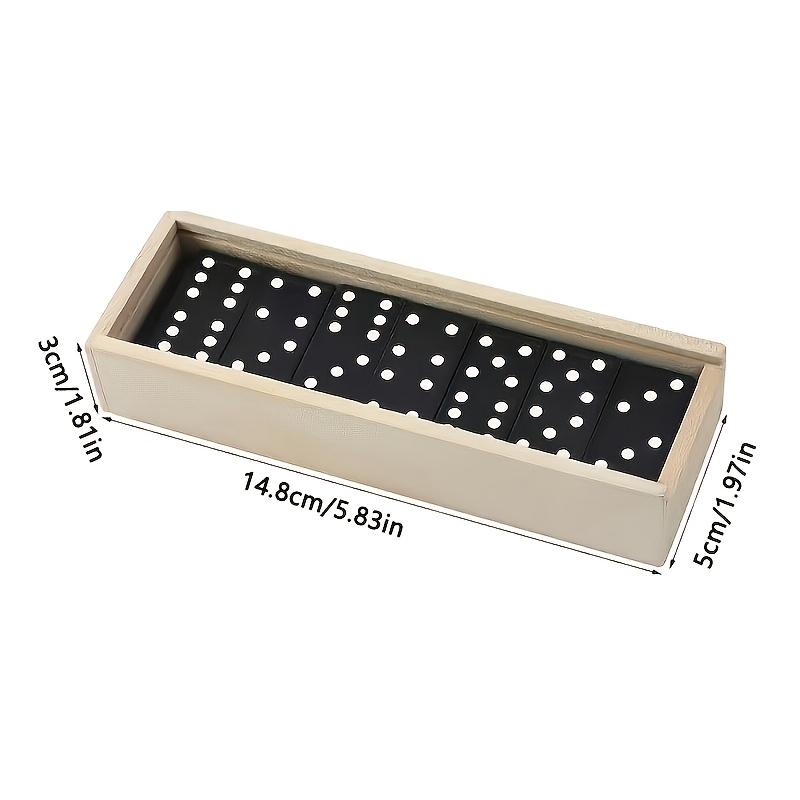 Image of Mini Wooden Dominoes | Classic Board Game, Travel Case, Portable For Family Parties And Outdoor Interactive Play, Black Wood Material