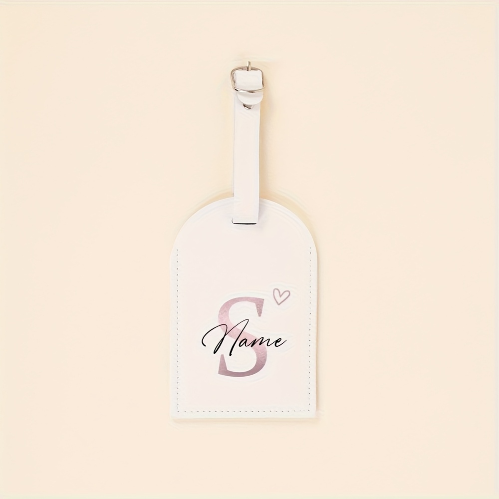 TEMU 1pc Custom Name Tag - Elegant Font Engraving Name/initials, Pu Material - Wedding, Birthday, Travel Gift - Customizable Letter (a-z) - Premium