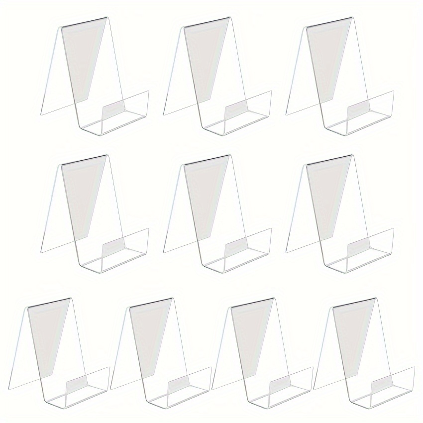 

10-pack Contemporary Clear Acrylic Book Display Stands, Transparent Picture Album/menu/magazine Holder, Durable Desktop Bookshelf Organizer