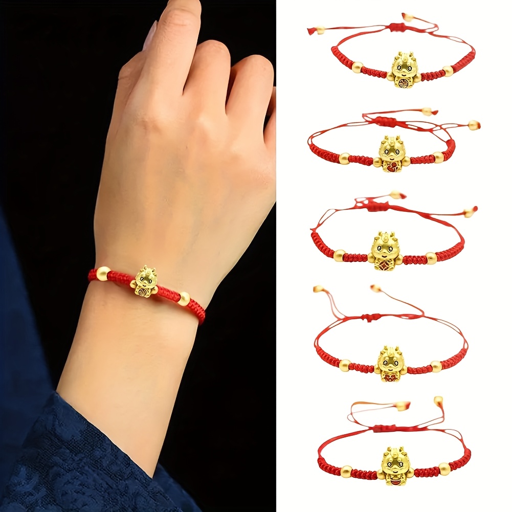 

3pcs/5pcs Chinese Style Handmade Braided Cute Rope Bracelet, New Year Gift, Suitable For Daily And Vacation Party Wear