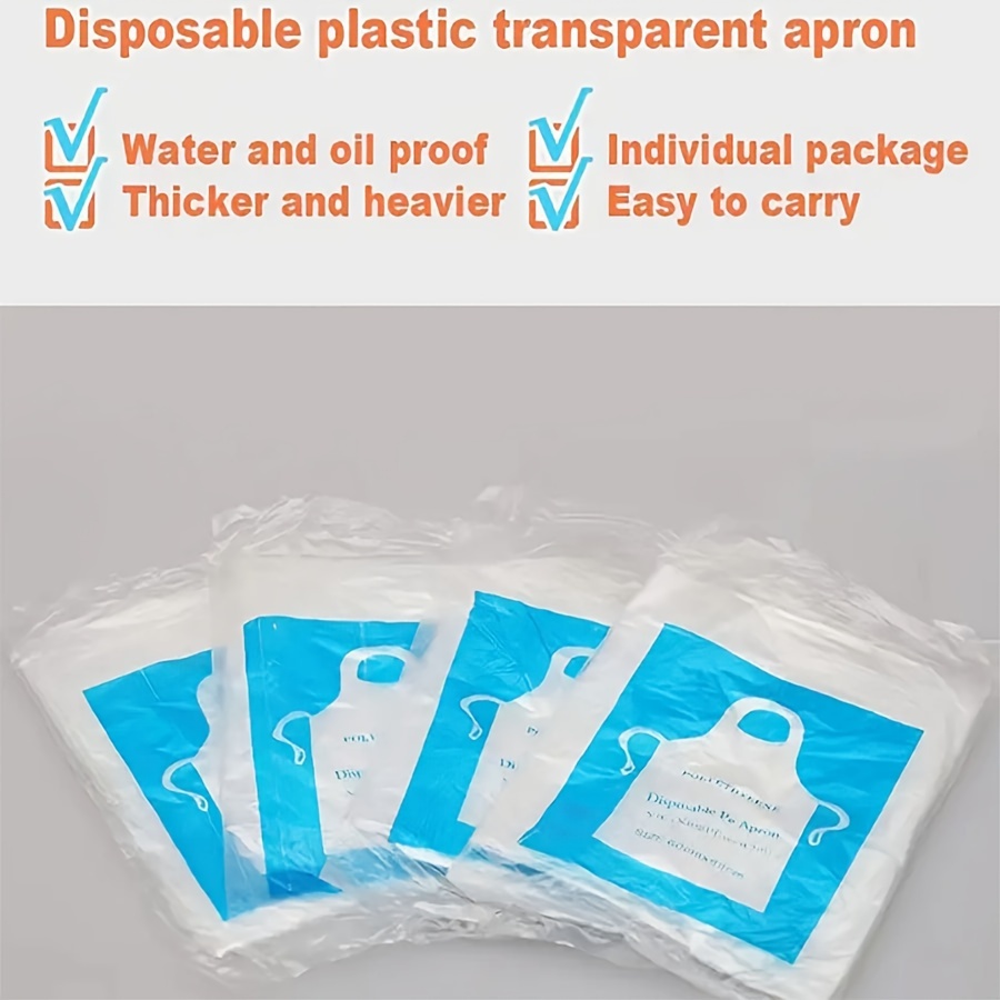 

Disposable Plastic Transparent Apron - Water And Oil Proof, And Heavier, Individual Packaging, Easy To Carry