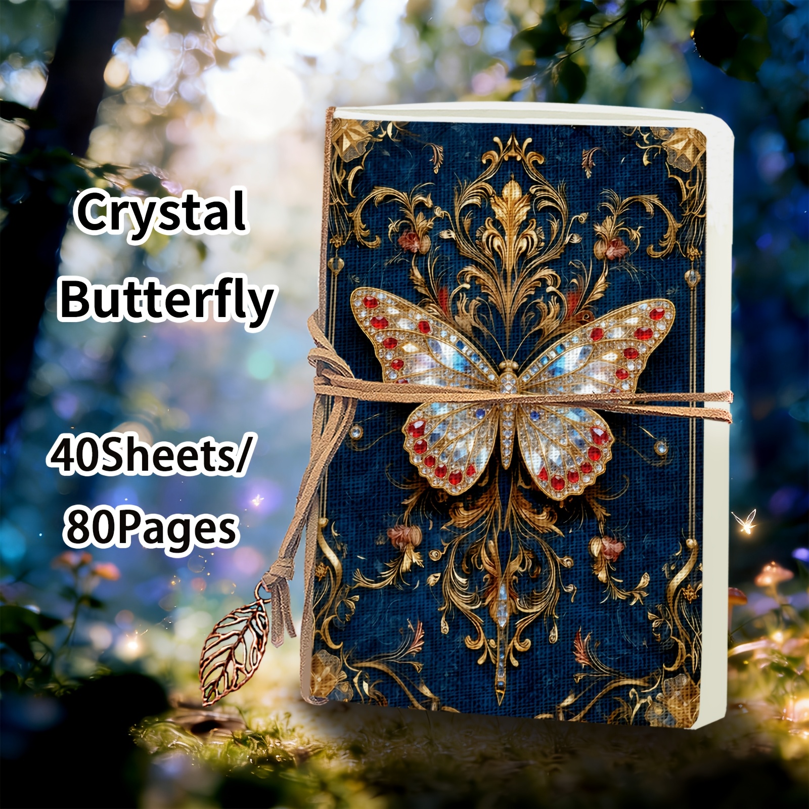 TEMU 1pc/2pcs, A5, 80 Pages, Crystal Sketchbook, Bandage Pendant, Gorgeous Retro Style Blank Drawing Notebook, Handbook, Diary, Inspiration Notebook,