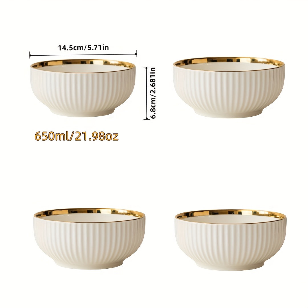4 st lyxiga keramikpasta skålar med guldram - Temu Sweden