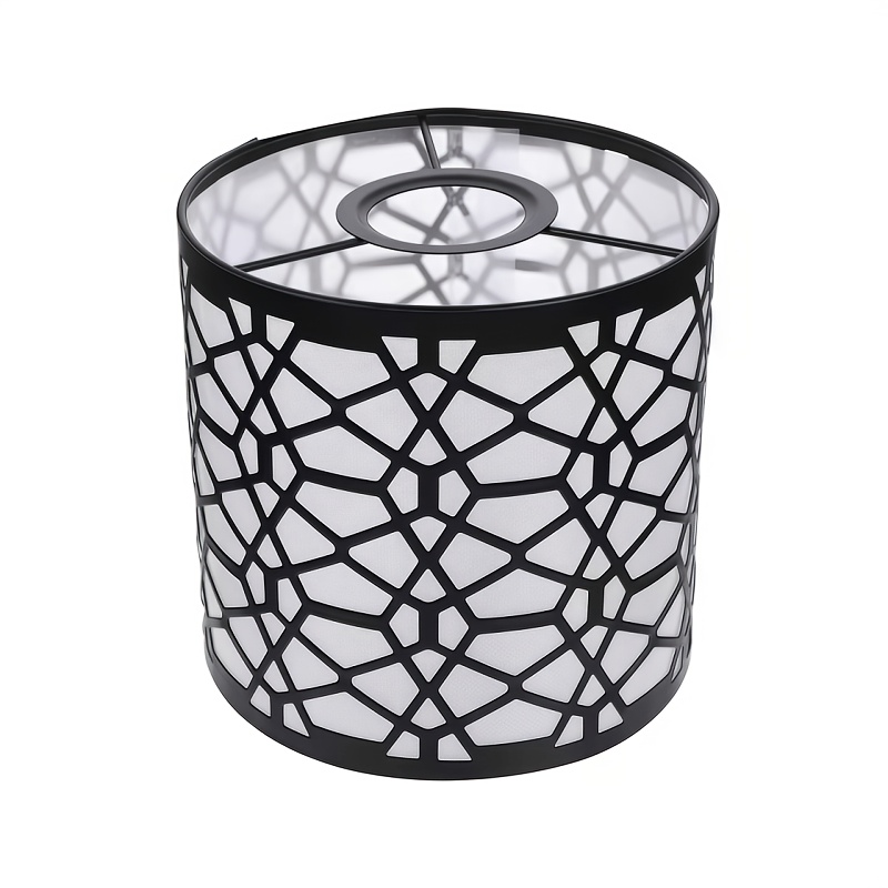 TEMU 1pc Black Round Hollow-pattern Iron Lampshade, Fashionable Home Decor Lampshade, Replacement For Chandelier Floor Lamp Wall Lamp Table Lamp