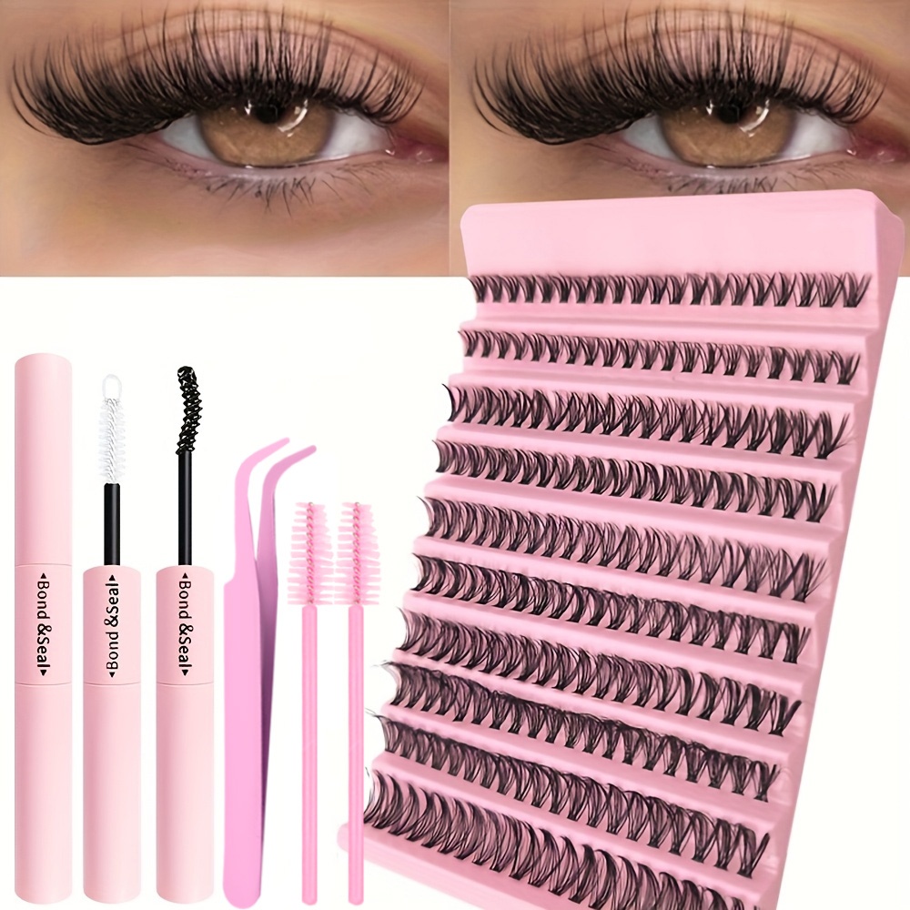 200pcs Cluster Lashes - 8-16mm Eyelash Clusters Kit, Tweezers, Lash Glue, Lash Brush, 40d 80d - Waterproof Mink Lashes For All Eye Shapes, Soft & Comfortable, 3d Effect For Daily Wear & Parties