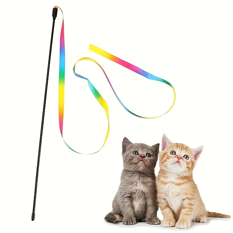 

1pc Interactive Cat Toy With Dual-sided - Plastic Teaser Wand For Indoor Cats And Dogs, No Battery Required