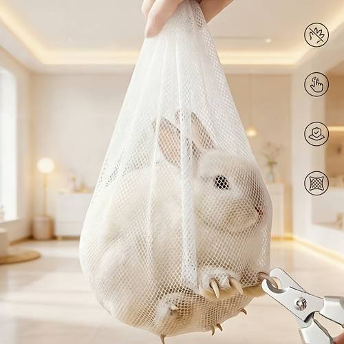1pc rabbit nail mesh bag with drawstring closure anti scratch bite proof suitable for rabbits protective cover for nail trimming grooming tool for small pets anti kicking restraint device for use