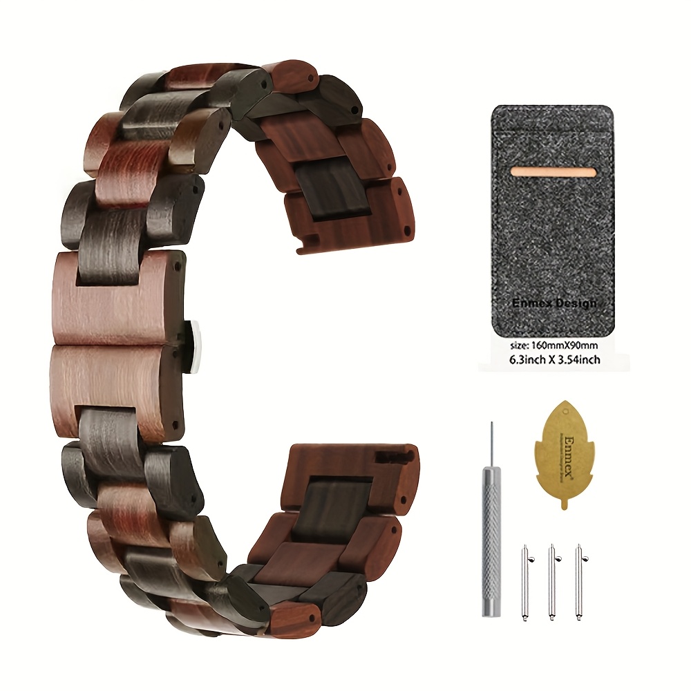 Image of Men's Wooden Watch Strap, Watch Replacement Part, Fits Unisex Watches, Retro Sandalwood Style, And Elegant, Includes Installation Tools