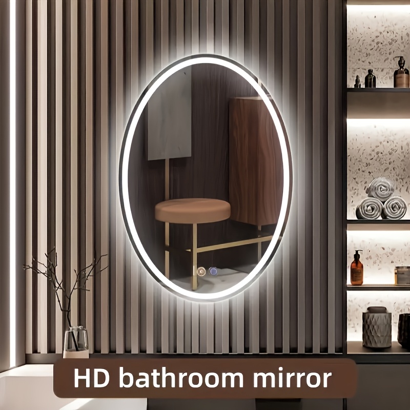 TEMU Specchio da Bagno Grande 60x80 cm, Regolabile in Luminosit� e , Touch, Funzione Antiscivolo, Specchio da Parete per Trucco, con Spina Europea,