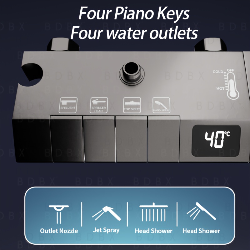 BDBX Matte Black Shower System with Square Rain Shower Head