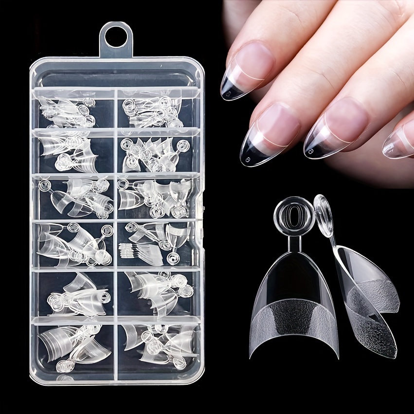 

240-piece Almond Shaped Short Gel Nail Tips Kit - Clear, Half Matte Finish For Diy Manicures