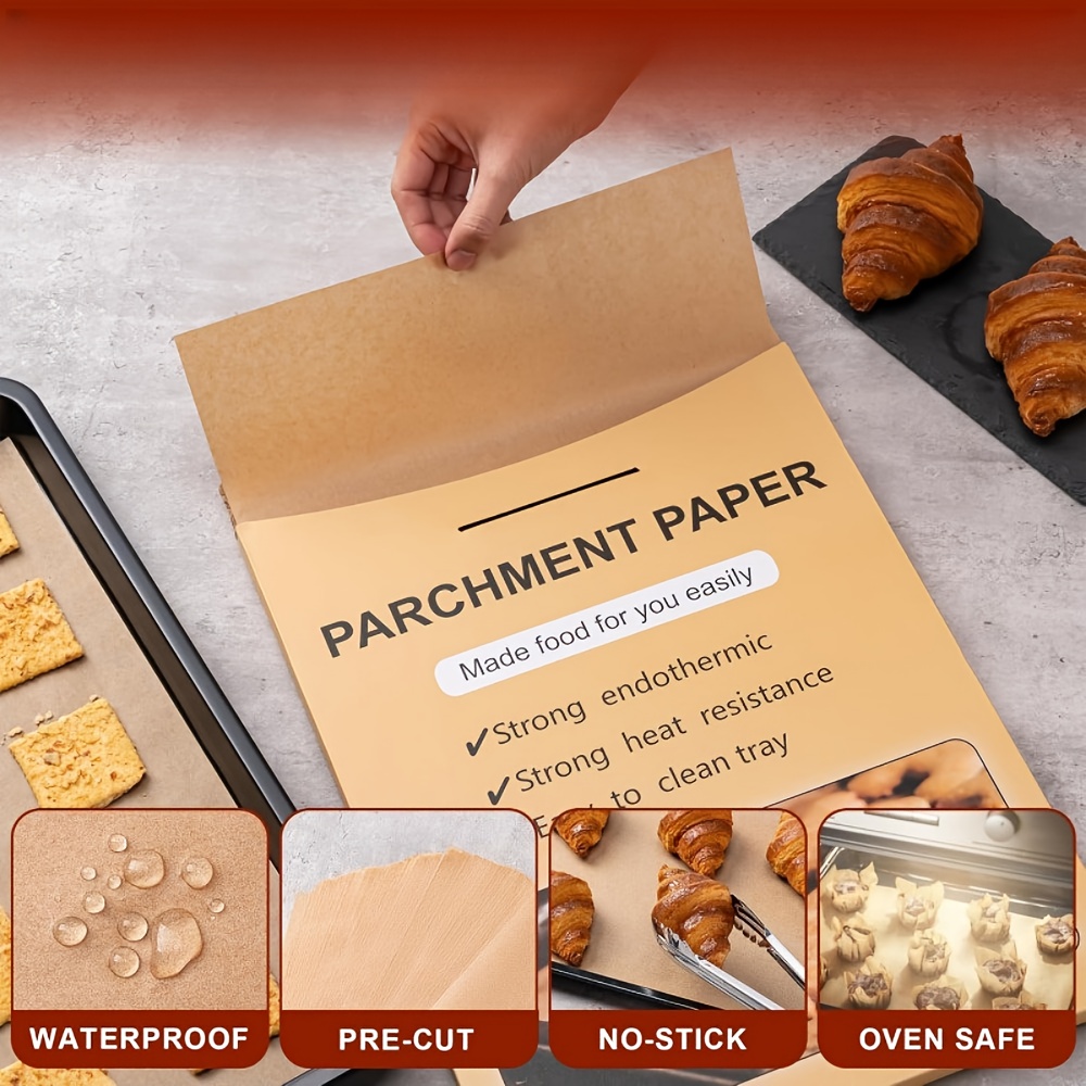 9x13 inch unbleached parchment paper sheets non stick pre cut for baking cooking grilling air fryer steaming   half sheet pans ideal for holidays like halloween christmas easter thanksgiving   nonstick paper durable paper sheets baking supplies Product details 0
