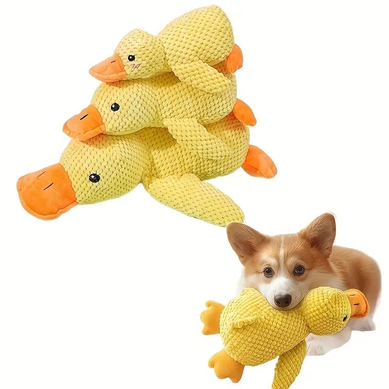 dog plush toy durable and fun, chew-resistant teething toy with sound, interactive plush doll for small, medium, and large dogs, simulation duck, enhances bonding details 5