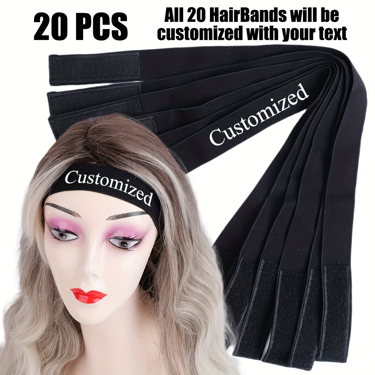 TEMU 20pcs Of Personalized Adjustable Elastic Wig Bands | From Polyester Fiber Non-woven Material, Featuring Edge- Bands And Front Lace-melted Bands,