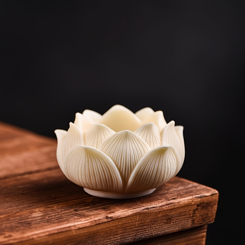 Image of 3 Inch White Resin Incense Holder Lotus Burner Office Back To School Gifts New Year Gifts Birthday Gifts Christmas Gifts Halloween Decorations Party Decorations