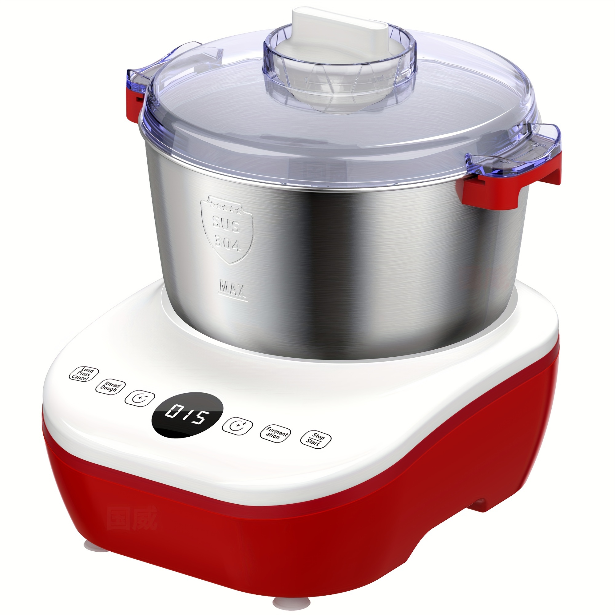 

Electric Dough Mixer With Function, 5l(5.2qt) Red Dough Maker Machine With 304 Stainless Steel Bowl, Microcomputer Timing, Household Flour Kneading Machine For Pizza Bread, Christmas Gift