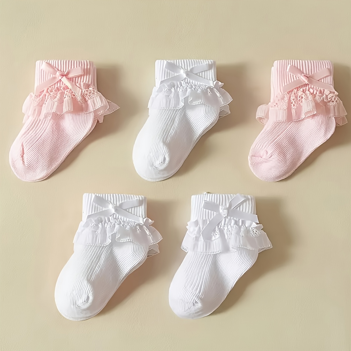 5 paar zachte en elastische babysokjes voor meisjes