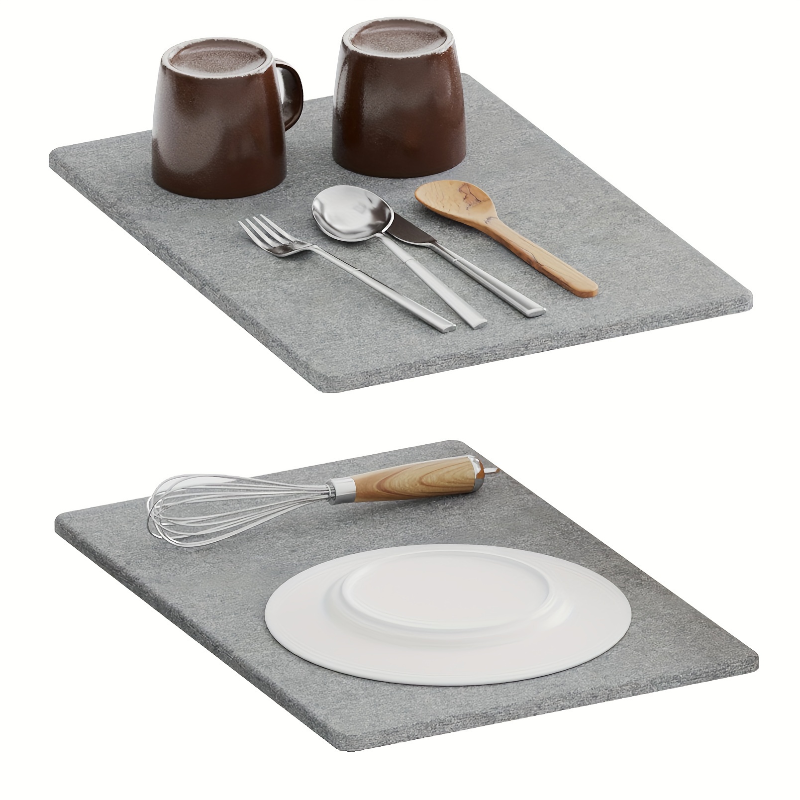 

Instant Dry Stone Mat 2 Pack, Diatomaceous Earth Drying Board For Kitchen Counters, Stone Dish Drainer