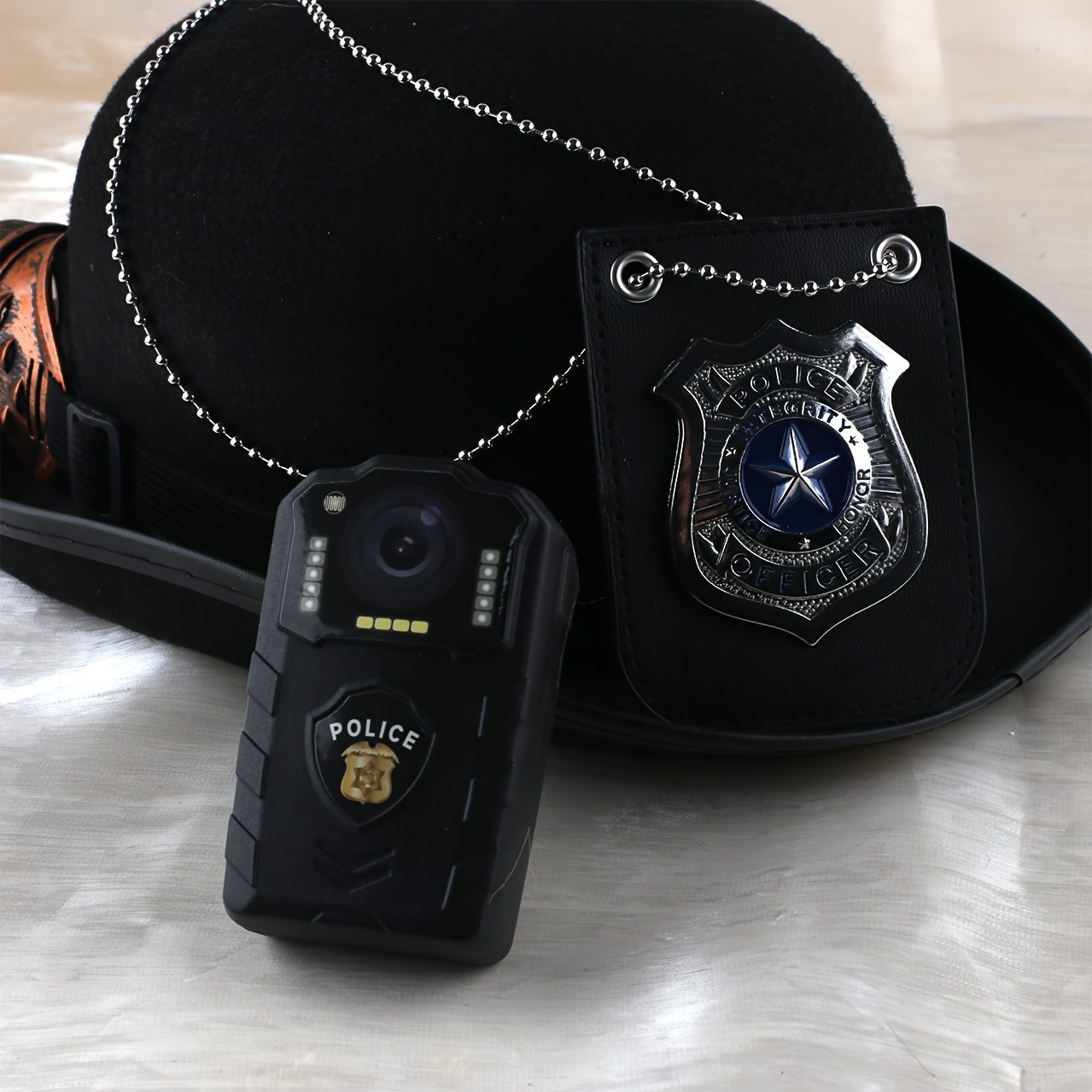 2pcs Cosplay Anime Police, Retro Silvery-blue Badge, Camera. The For Role-playing Or