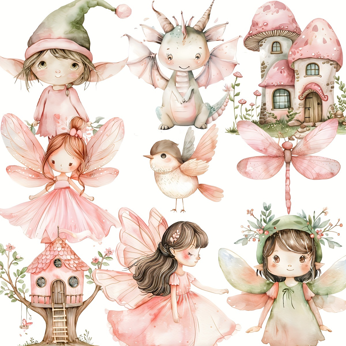 

20pcs Vintage Fairy Sticker Set - Handcrafted, Waterproof Decals With , Rabbits & Mice For Journals, Notebooks & Albums