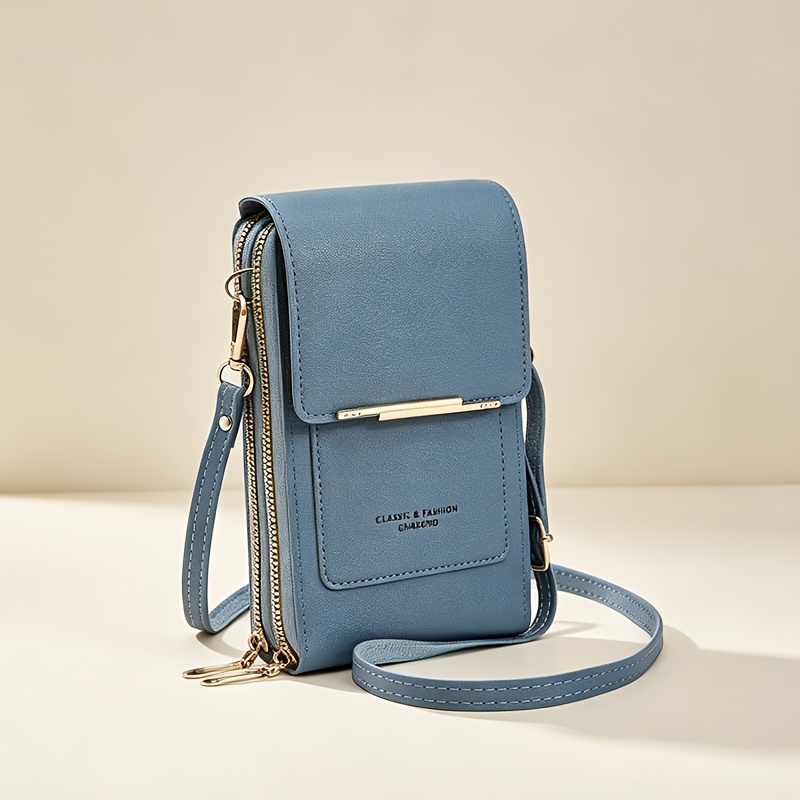 TEMU Women's Crossbody Bag Short Vertical Touchscreen Phone Pouch Large Capacity Convenient Zipper Multi-card Slot Travel Wallet