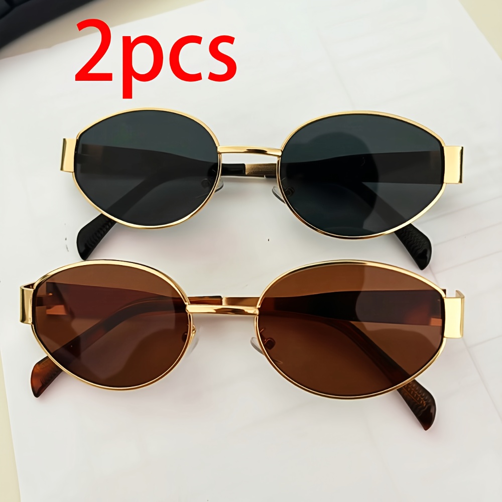 Resim 2 Çift Kadın Metal Çerçeve Oval Günlük Kullanım Moda Aksesuarları - Trend Renkler 