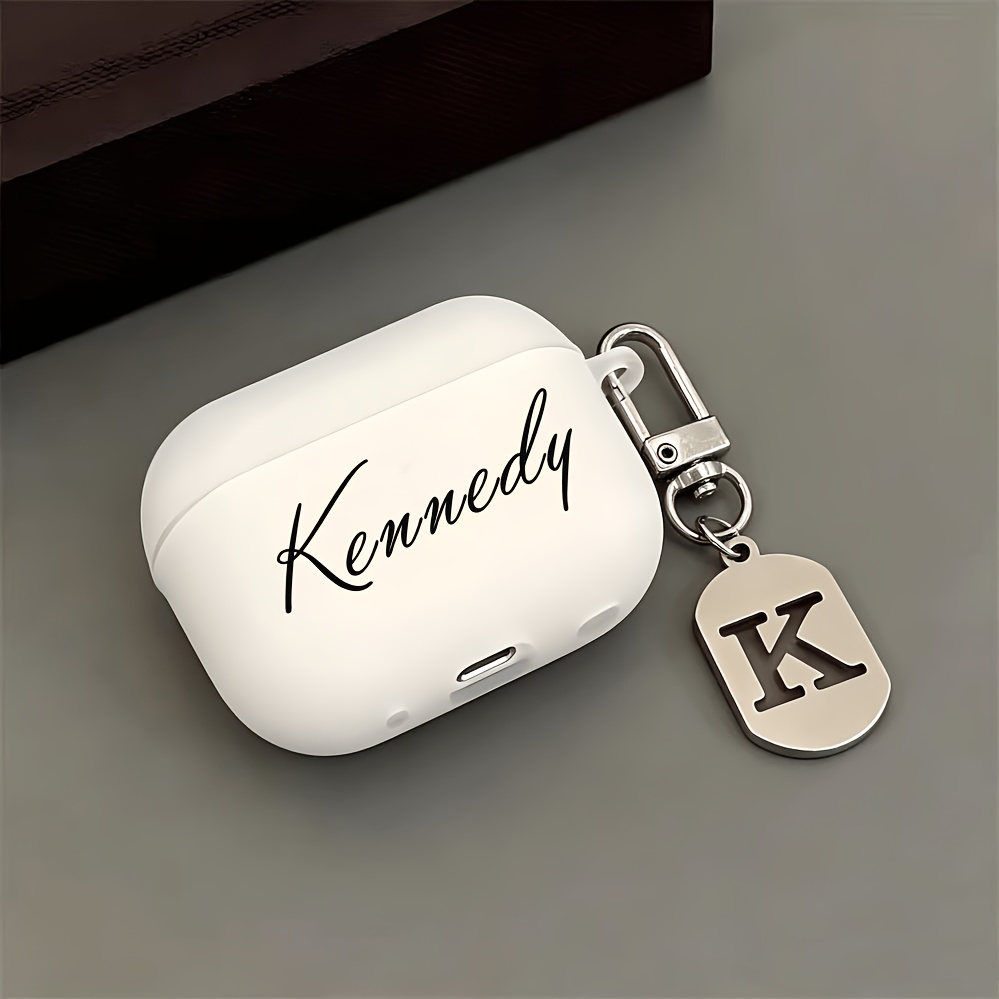 TEMU Suitable For Customization Of Airpodspro3 Earphone Case. Text, Name, Anniversary, Birthday, Etc. Customized. With Letter Pendant. For Airpods