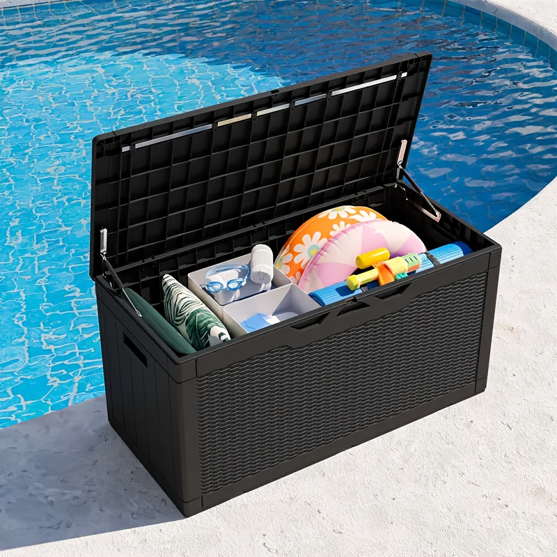 75 Gallon Deck Box - Outdoor Waterproof Storage With Lockable Lid Heavy Duty Resin For Patio Furniture Cushions Uv Weather Resistant Grey