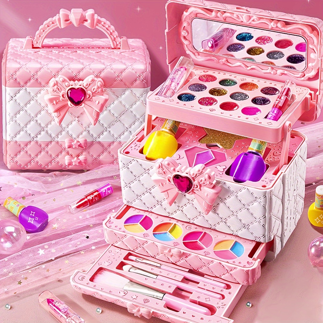 make-up-set für mädchen mit kosmetikschminktisch, cosplay - echt, ungiftig, waschbares schminkset - geburtstagsgeschenke, ostern, st. patricks tag, mädchentag, weihnachtsgeschenke für frauen