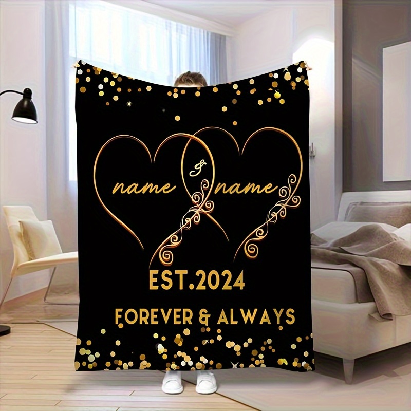 

Customizable Couple's Blanket - Personalized , For & Nights, All- , Hypoallergenic