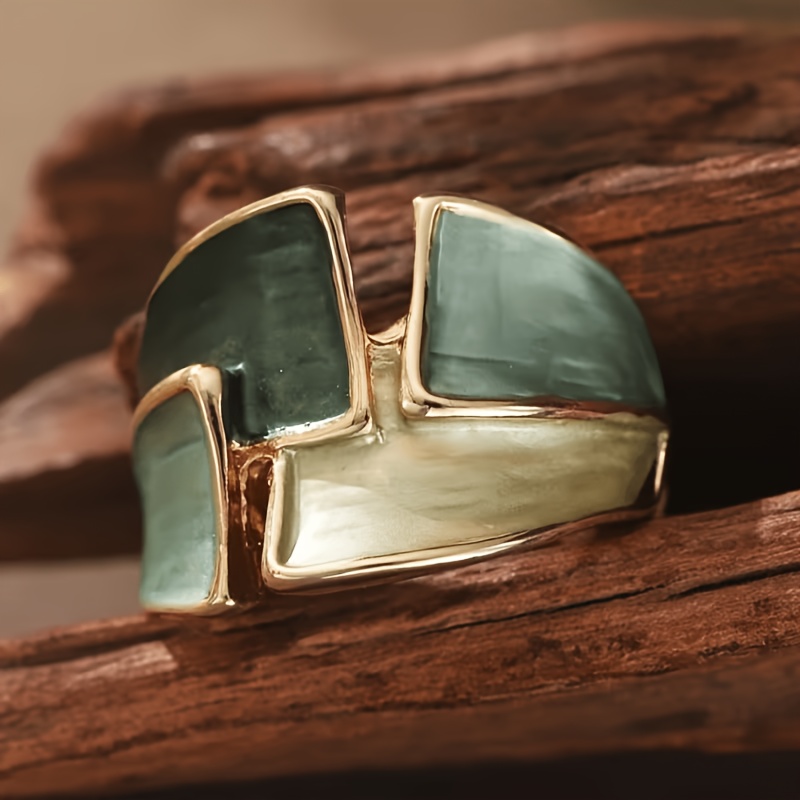 TEMU 1 bague verte large et créative en émail, artisanat de mode , pour les fêtes, les vacances et les célébrations festives