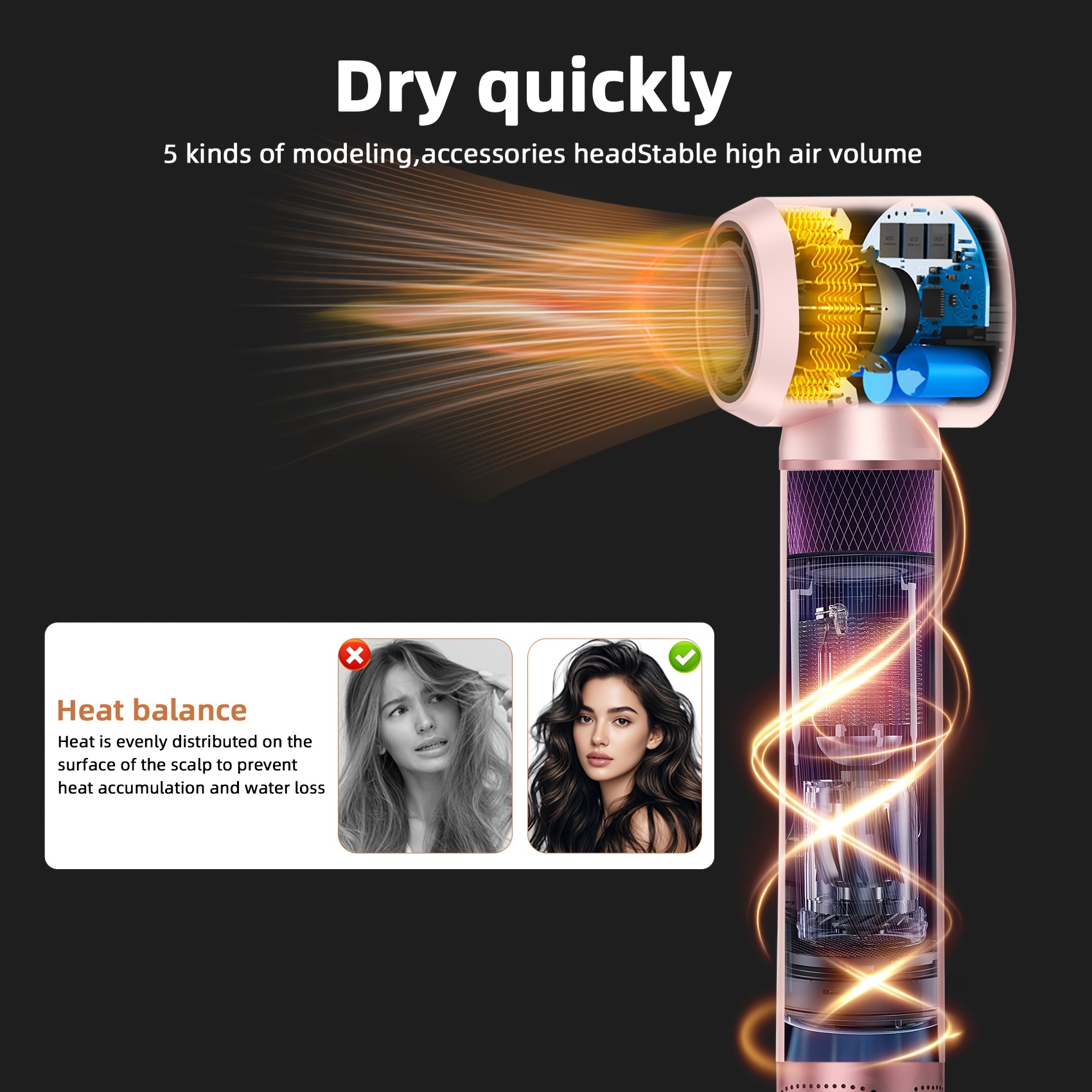 Air Styler Set Hair Styler 5in 1 Hair Dryer Brush with Curl, Straighten, Volumise, Smooth And Hair Dryer Brushes for Styling, Hot Hair Styler for All Hair