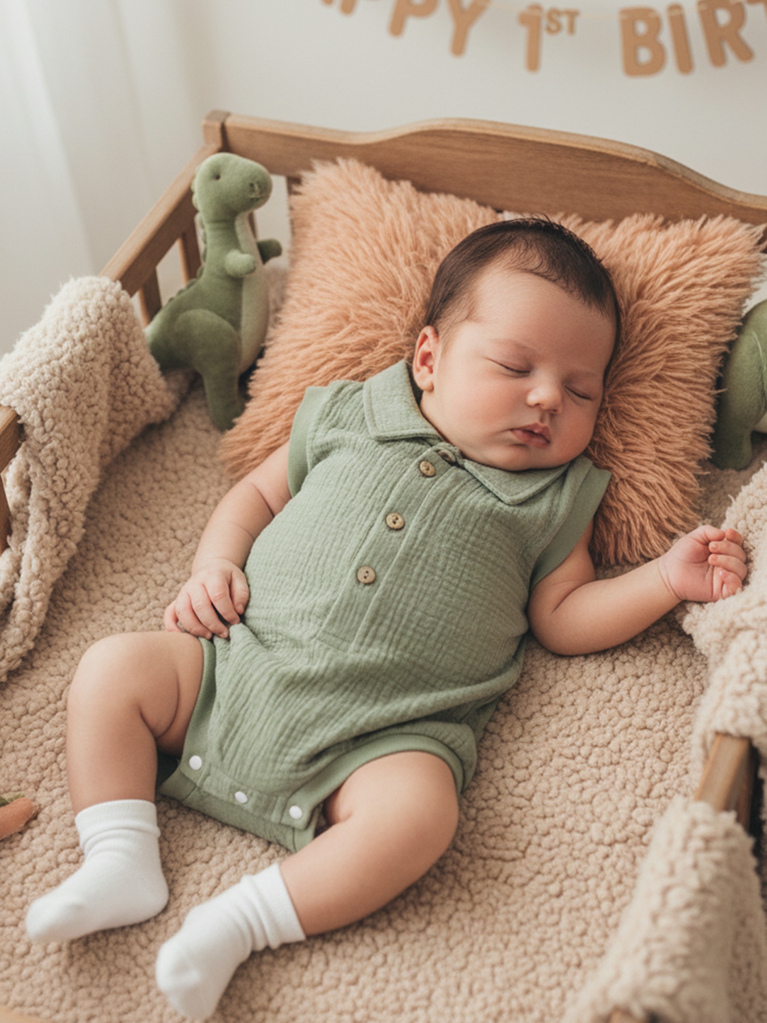 Baby Sleeveless Turn-Collar Button Closure Solid Summer Bodysuit