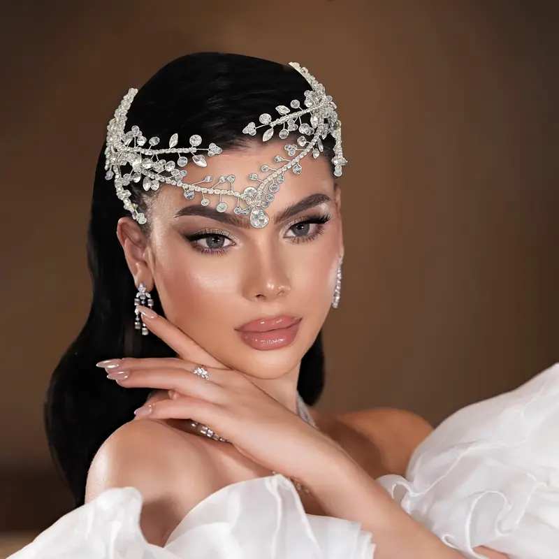 один элегантный головной убор в стиле бохо для невесты с блестками, индийский кулон, цепочка на лоб, украшение, кристаллы, свадебный головной убор, аксессуар для деталей 0