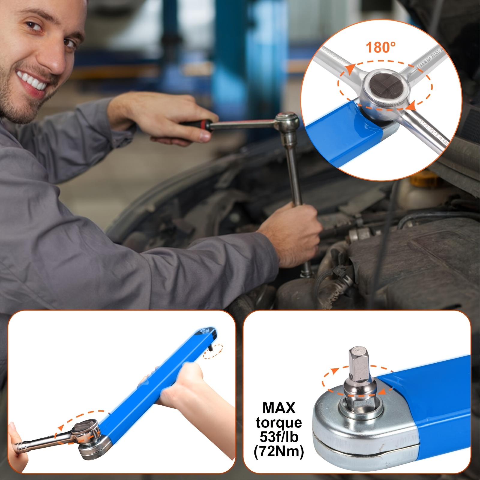 E-shop 5-teiliges Ratschen-Drehmomentschlüssel-Verlängerungsset für Garage und Werkstatt, Multifunktionale Handwerkzeuge