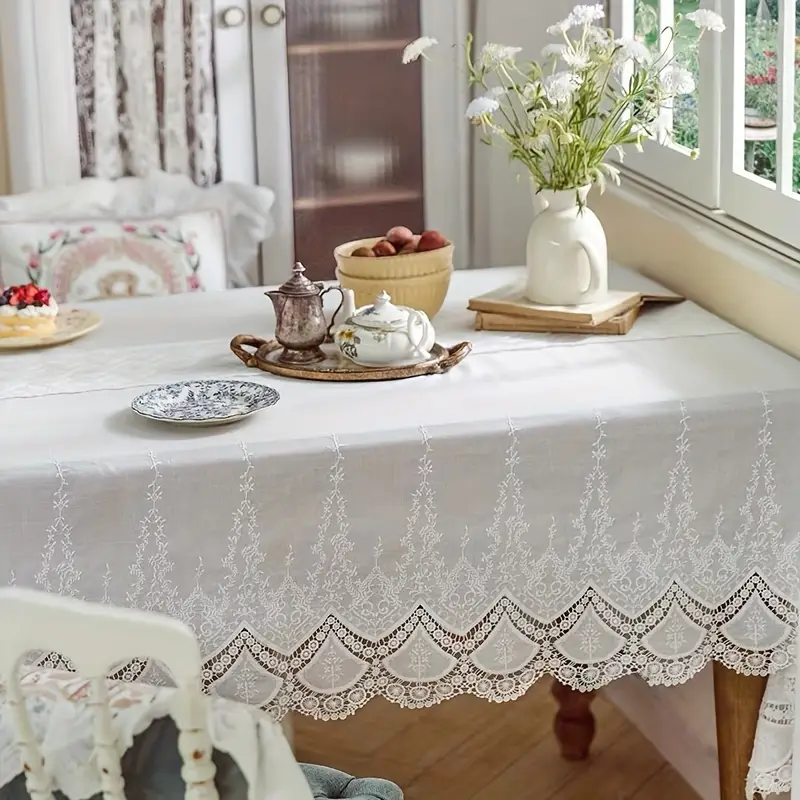 Lot De 3 Sets De Table Ronds En Dentelle Blanche Brodée - Napperons Coton 25/30/36 Cm