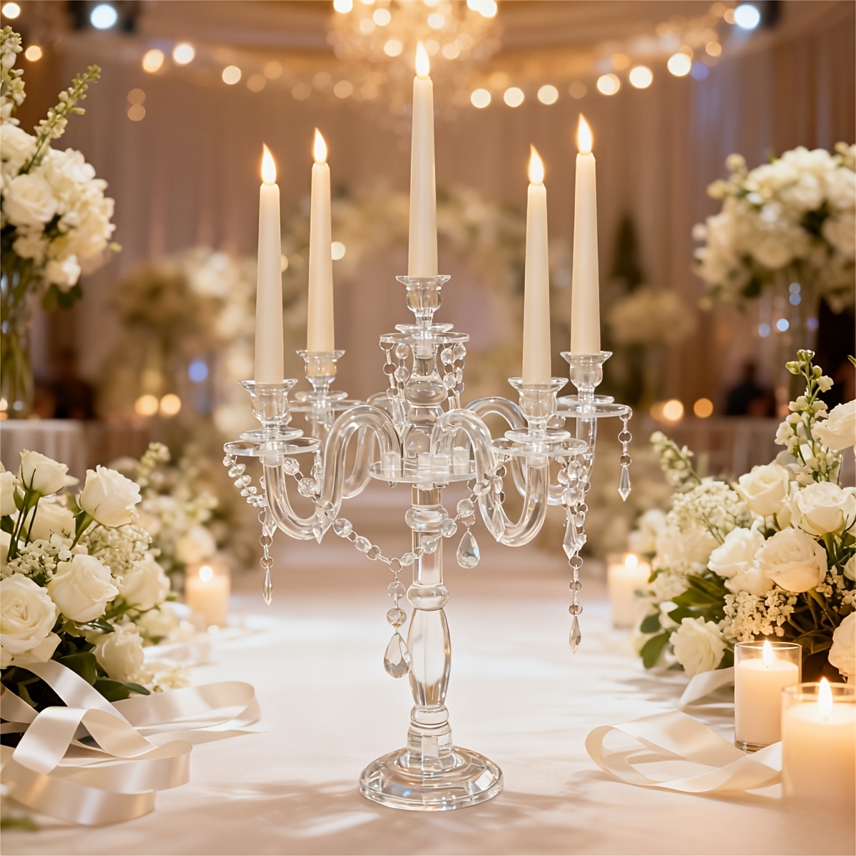 TEMU 5 Ornements de Bougeoir en Cristal Décoration de Maison Salon Dîner aux Chandelles Mariage Saint-Valentin Bougeoir Ornement Pièce Unique