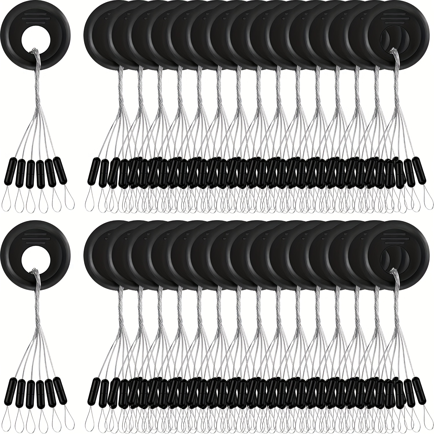 E-shop Angelbobber Stopper Set, 6 in 1 Schwarze Schwimmer Sinkstopper in den Größen L, M, S; Schwimmer Stopper
